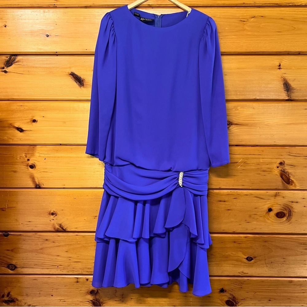 VTG 80’s Ursula Of Switzerland Purple Midi Long Sleeves Round Neck 12
